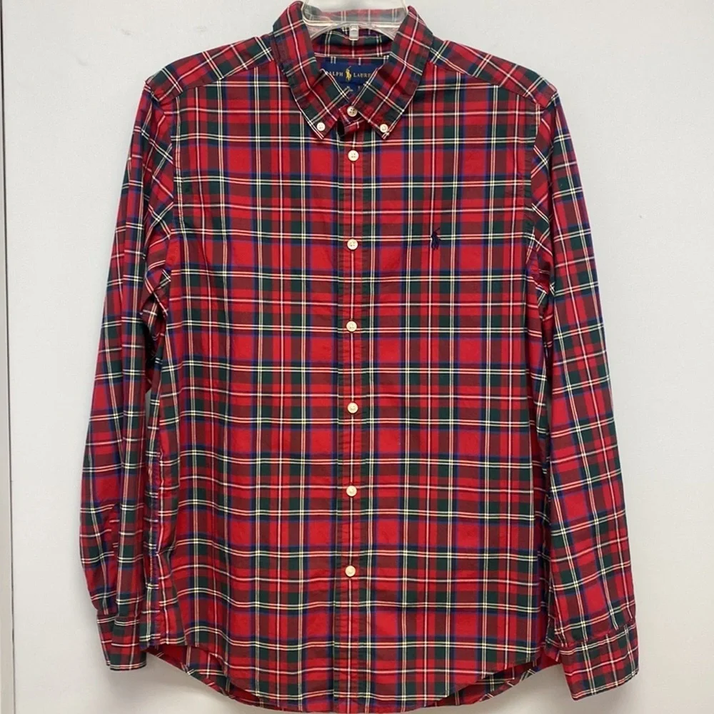 Polo Ralph Lauren Red Plaid Button Down Shirt XL (18-20) Boys Classic Pony Logo